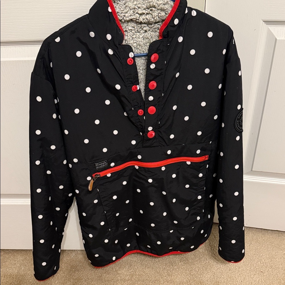 Simply Southern Black and White Polka Dot Raincoat
